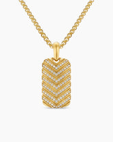Chevron Tag in 18K Yellow Gold with Diamonds, 27mm